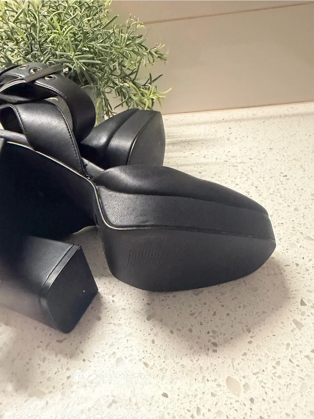 DKNY Black Platform Ankle-Strap Pumps
